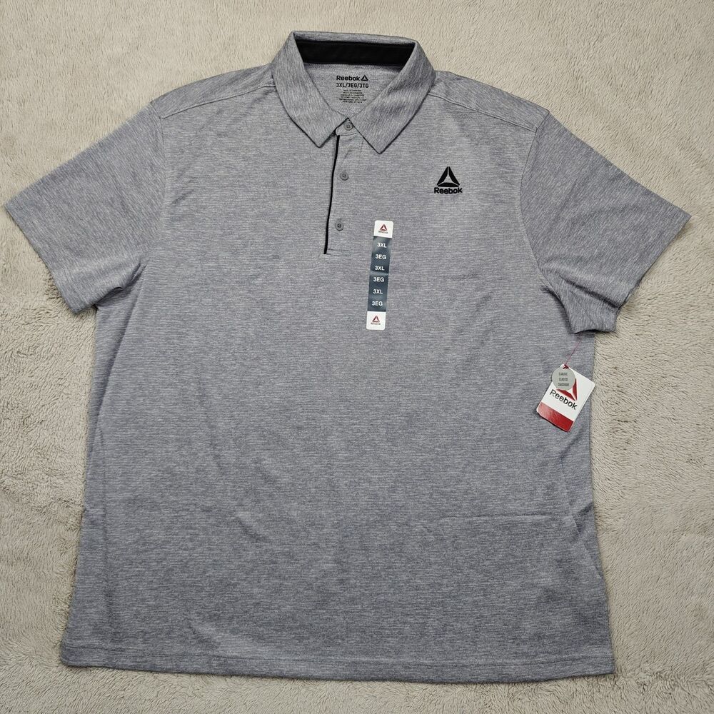 Reebok Performance Polo Shirt Men's 3XL Golf Tennis Classic Fit Gray NWT